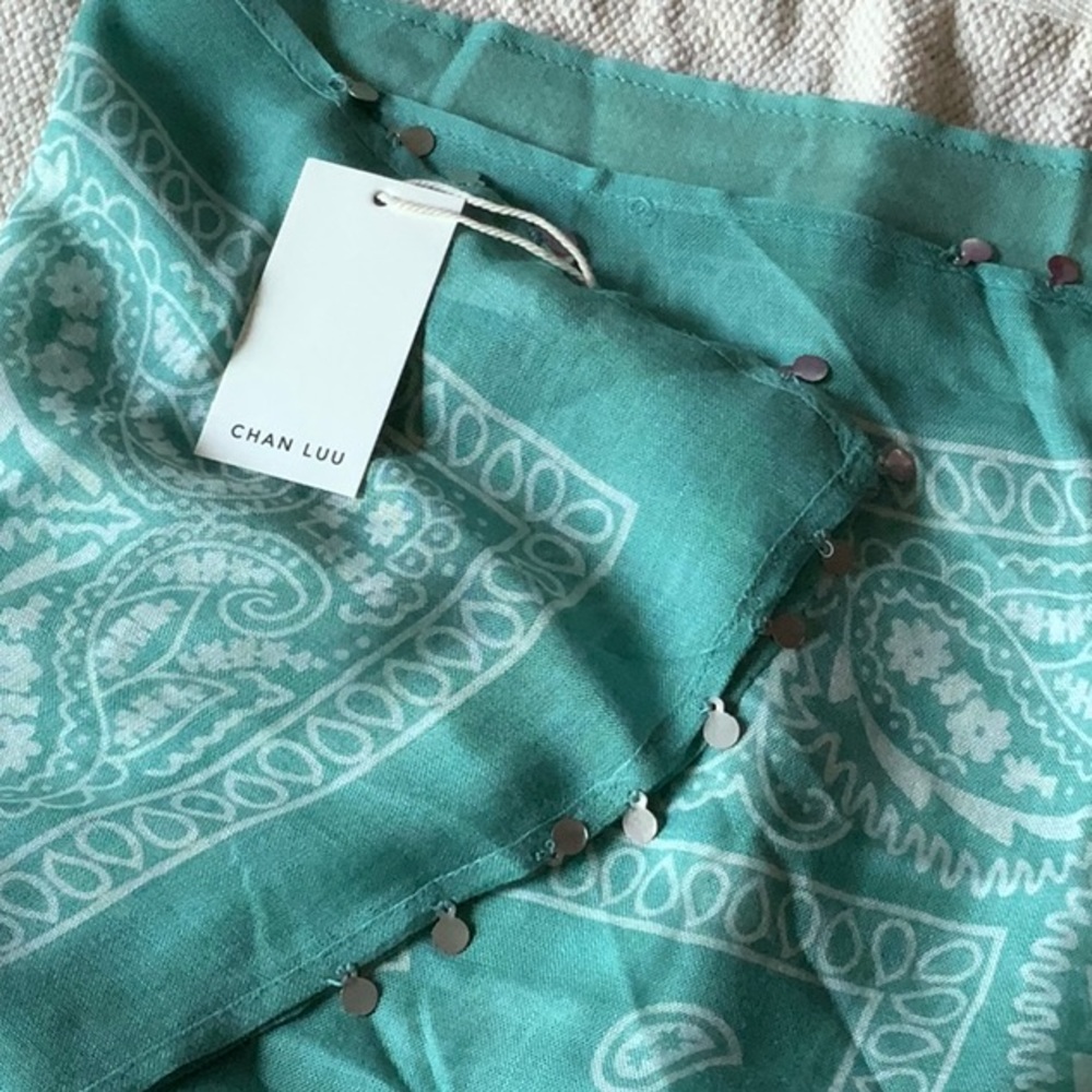 Chan Luu mint green bandana with silver accents
